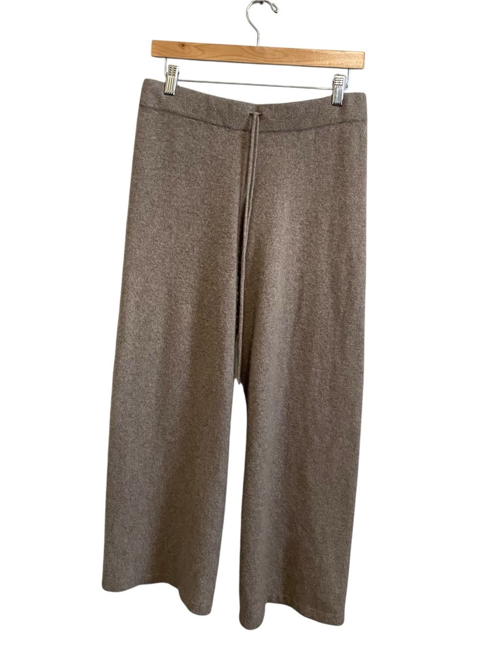 Vince Oatmeal Beige Tan 100% Cashmere Super Soft Wide Leg Pants Size Large